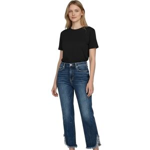 PAIGE Denim Hoxton Straight Cropped Ankle Jeans in Distressed Norfolk Blue Sz 25